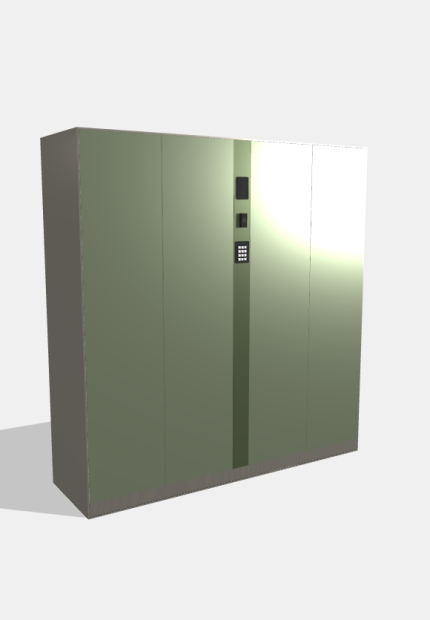 Шкаф для одежды, 4 вертикальные секции с секцией управления, 1790×1720×513 мм
